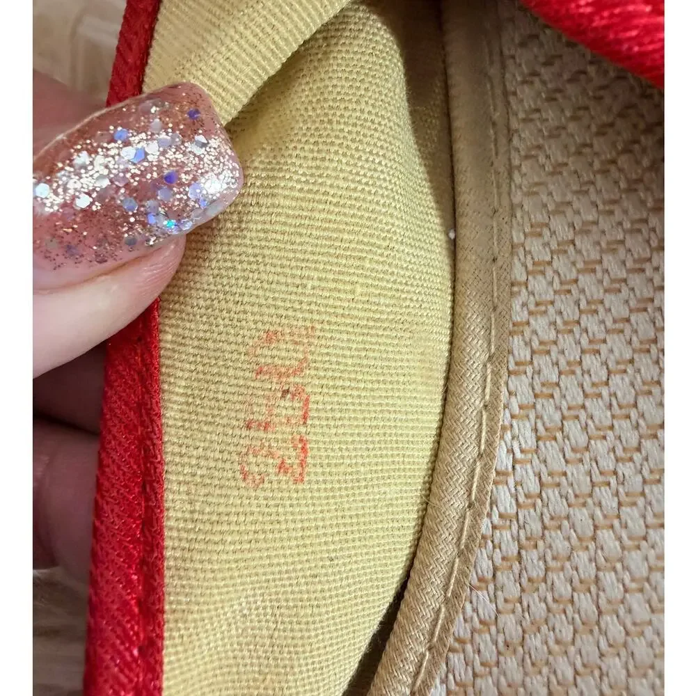 Vintage Chinese Embroidered Floral Mary Jane Flats Red Canvas Linen EU 40 US 8